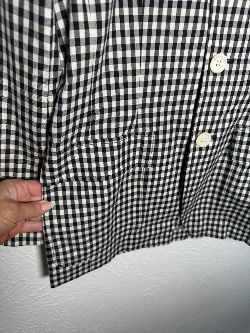 Ralph Lauren Womens 2 Black White Gingham Cotton Blazer Preppy Jacket - Picture 3 of 9